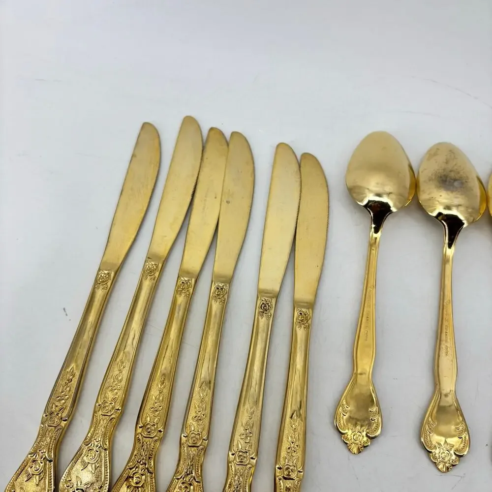 Rogers Stainless Steel Gold Tone Flatware Repurpose DIY Crafting